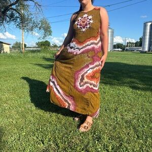 Tye Dye Sleeveless Halter Maxi Sundress